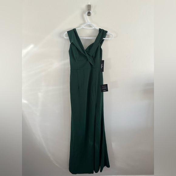 🌶️ CLEARANCE SHOW  Lulus Song of Love Hunter Green Off-the-Shoulder Maxi‎ Dres - Picture 6 of 9